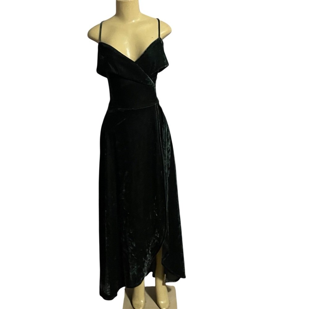 Soprano Dark Green Velvet High Low Dress